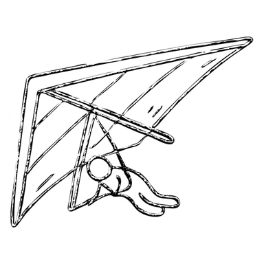 hand drawn outlined hang glider icon sticker