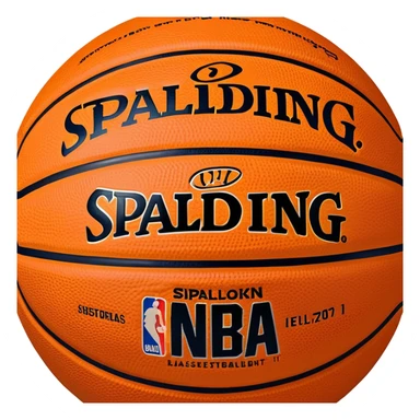 minimalist orange Spalding basketball with simple NBA logo, few colorful lines, clean design sticker