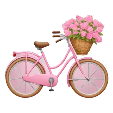 Pink bicycle with flowers in basket ￼ sticker