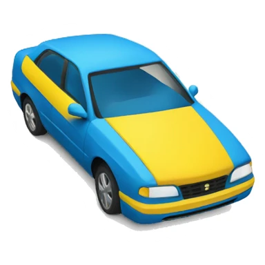 car blue with yellow sticker