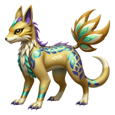 Tribal Exotic Meloetta-Lombax-Renamon-Protogen-Palkia-hybrid-fusion-Fakémon-creature, full body sticker