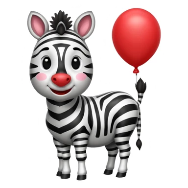 zebra holding red balloon in hand sticker