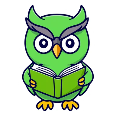 Duolingo owl with English textbook sticker