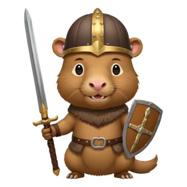 capybarra with viking helmet and sword sticker