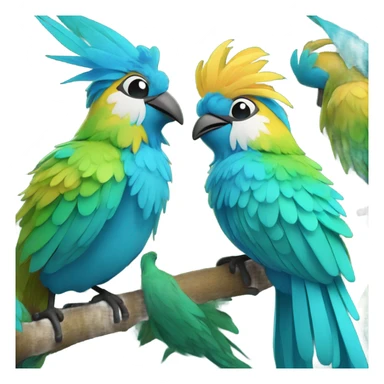 Cyan colored bird sticker