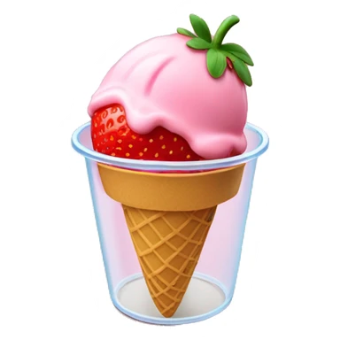 Strawberry ice cream in a clear cup with a strawberry in the cup  sticker