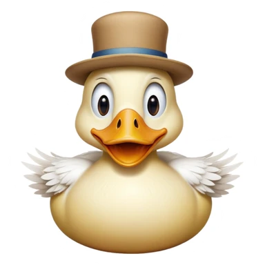 duck with crazy expression wearing a tiny hat, beak wide open sticker