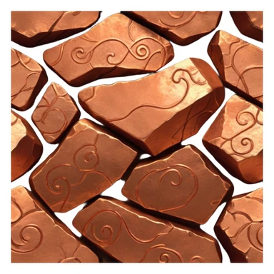 Cinematic Realistic Copper Ore, Warm and earthy, with rich, reddish-brown hues and intricate swirls of natural patterns across the rough, raw surface. The metal catches light with a gentle, glowing shimmer, exuding a rustic, organic charm. Soft glowing outline, capturing the essence of earthy elegance and natural beauty in raw copper ore. sticker