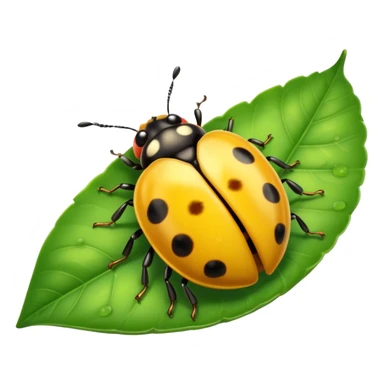  cute yellow lady bug on leaf sticker