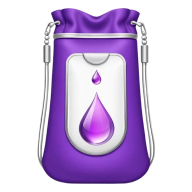 sleek modern purple wellness shot pouch with silver trim and droplet icon, symbolizing VELOVITA RESERVE antioxidant supplement, sophisticated exclusive pouch sticker