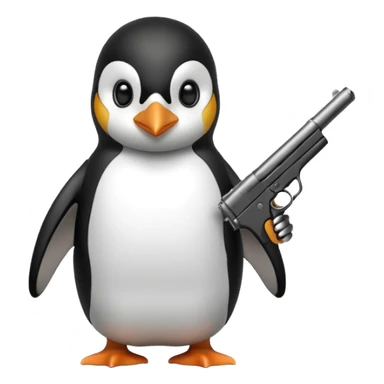 Penguin with a gun sticker