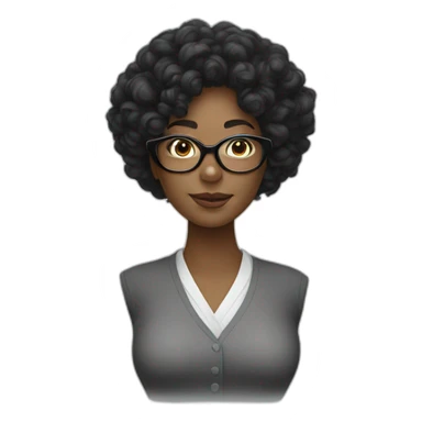 Long curly black hair woman in white glasses sticker