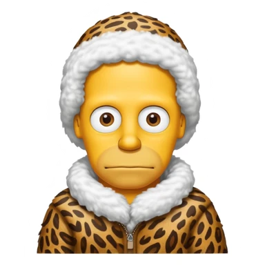 a simpson wearing ancient animal skin cloth with snow, half body, icon sticker