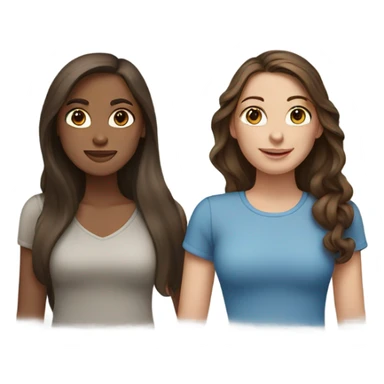 Two female bestfriends, one with long brown hair with brown eyes  and the other with medium dark brown hair and blue eyes sticker