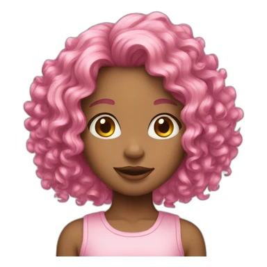 Girl pink hair curly sticker