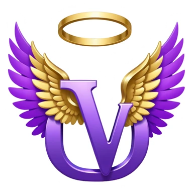 Purple letter U with wings and halo sticker