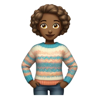Girl with funky sweater sticker