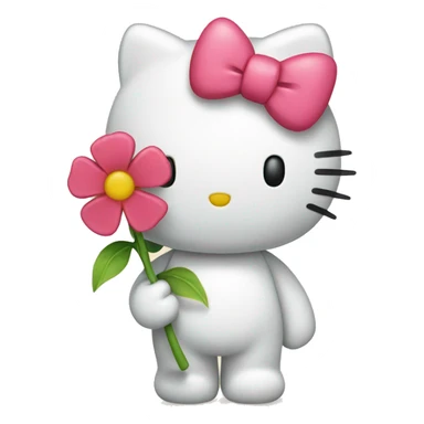 Hello kitty holding a flower sticker