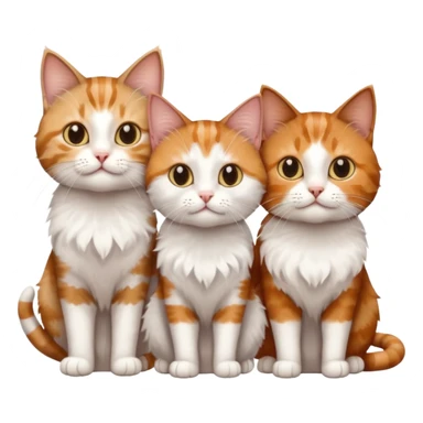 3 sibling cats all different natural colours; 1 is ginger and white, the next is brown tabby and white and the third is a calico sticker