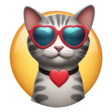 Cat with heart sunglasses  sticker