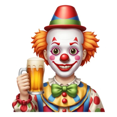 clown holding a beer sticker