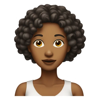 A woman head with light brown skin, very thick long black curly  sticker