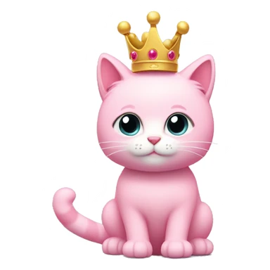 Pink cat with fluffy tail and crown ￼ sticker
