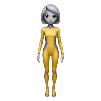 fullbody humanoid female gray alien sticker
