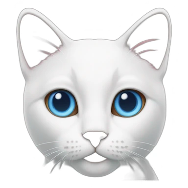 white cat whit blue eye and pink nose and a brown spot near the nose sticker
