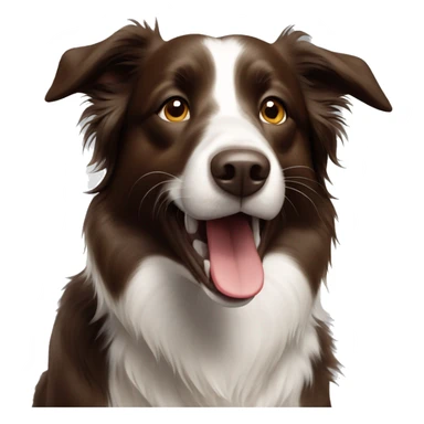 Brown border collie with open mouth sticker
