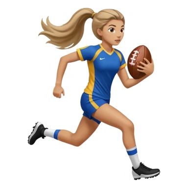Long Haired Football Players, Female player with ponytail running sticker