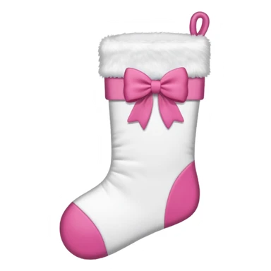 CHRISTMAS WHITE AESTHETIC STOCKING WITH A PINK BOW AT THE TO[ sticker