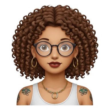 curly glasses earring face tattooed girl sticker