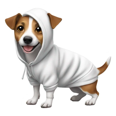 Jack russell wearing new year’s hoodie sticker