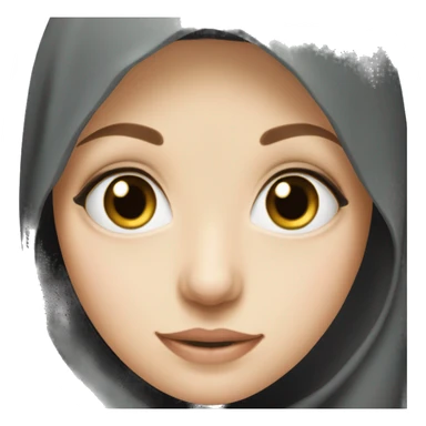 A white-skinned girl wearing a black hijab has medium-sized eyes sticker