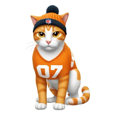 Orange and White Cat with NFL Beanie sticker