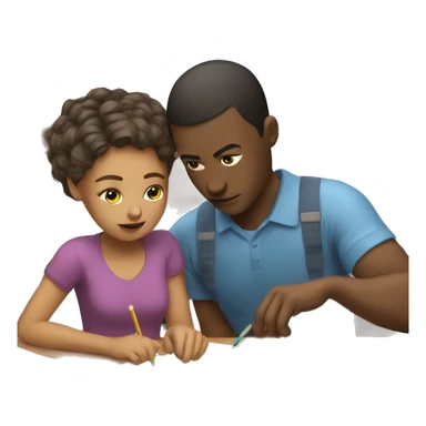 parent helping kid with homework gender and race neutral sticker