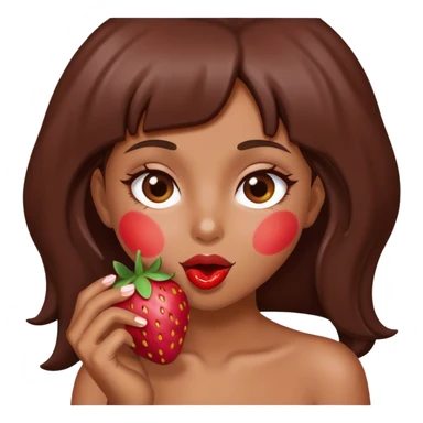 A girl eating a chocolate covered strawberry  sticker
