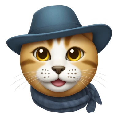 Cat with a smiley face hat sticker