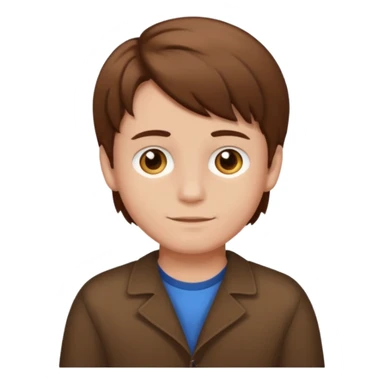 boy with brown hair and a middle part, simple emoji style sticker