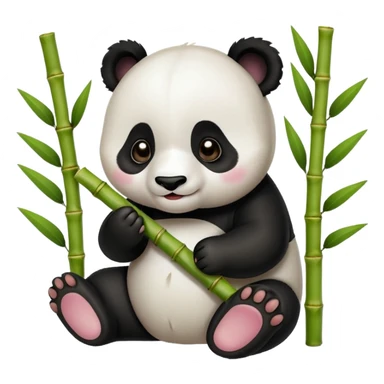 baby panda eating bamboo sticker