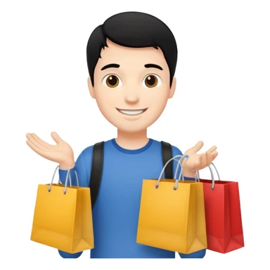 a white guy with black hair shopping sticker