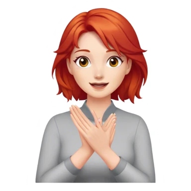 Red haired Woman clapping sticker
