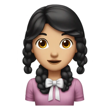 Girl with black hair and a bow on her head sticker