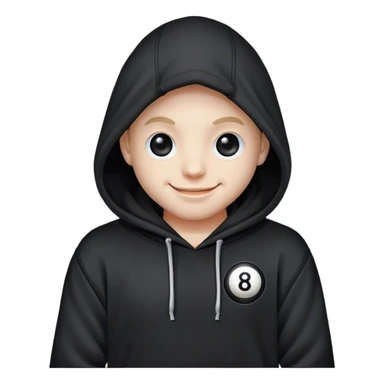 8 ball face in hoodie ￼ sticker