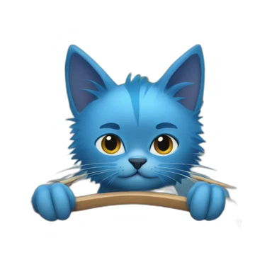 Blue cat with mohawk on a boat sticker