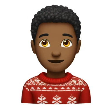 Christmas style boy in sweater red sticker