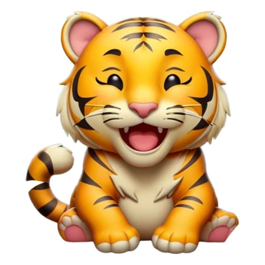 Cinematic Cute Yawning Tiger Portrait Emoji, Head tilted slightly with a dramatic, wide-open yawn, showcasing a lithe, striped body with drowsy, half-closed eyes and an open, relaxed expression, Simplified yet irresistibly adorable features, highly detailed, glowing with a soft, cozy wild glow, high shine, relaxed yet expressive, stylized with a dash of whimsical jungle charm, soft glowing outline, capturing the essence of a drowsy yet affectionate tiger that appears ready to stretch out for a nap! sticker