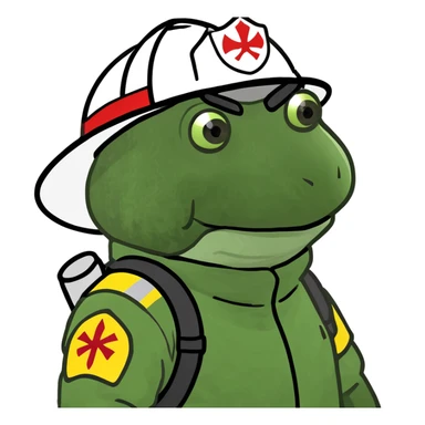 bufo in a fir fighter suit sticker