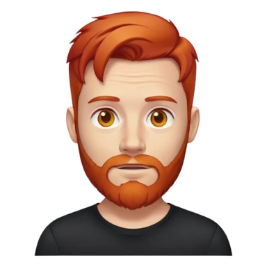 white tech man with red hair, red beard, honey eyes. No forehead wrinkles & black shirt. sticker